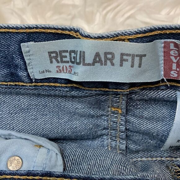 LEVI’S 505 blue jeans zip button fly pockets size 36 - Picture 4 of 10